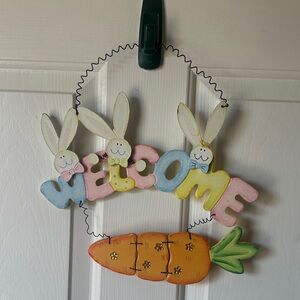 Hobby Lobby Pastel Bunny "WELCOME" Door Hanger with Carrot